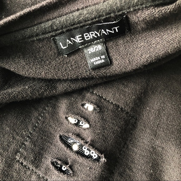 Lane Bryant Black Distressed Sequin Round Neck Sweatshirt Size 26/28 - Picture 5 of 8